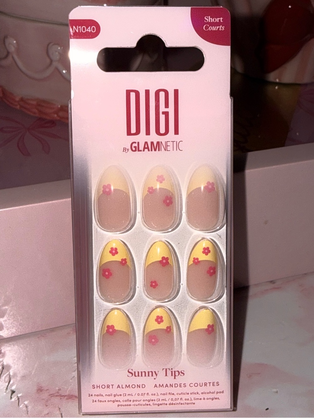 DIGI by GLAMNETIC Sunny Tips Press-On Nails - Yellow & Pink Floral